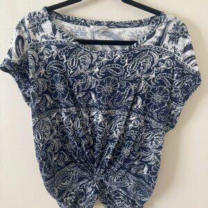 Lucky Brand Twist Front Paisley Top